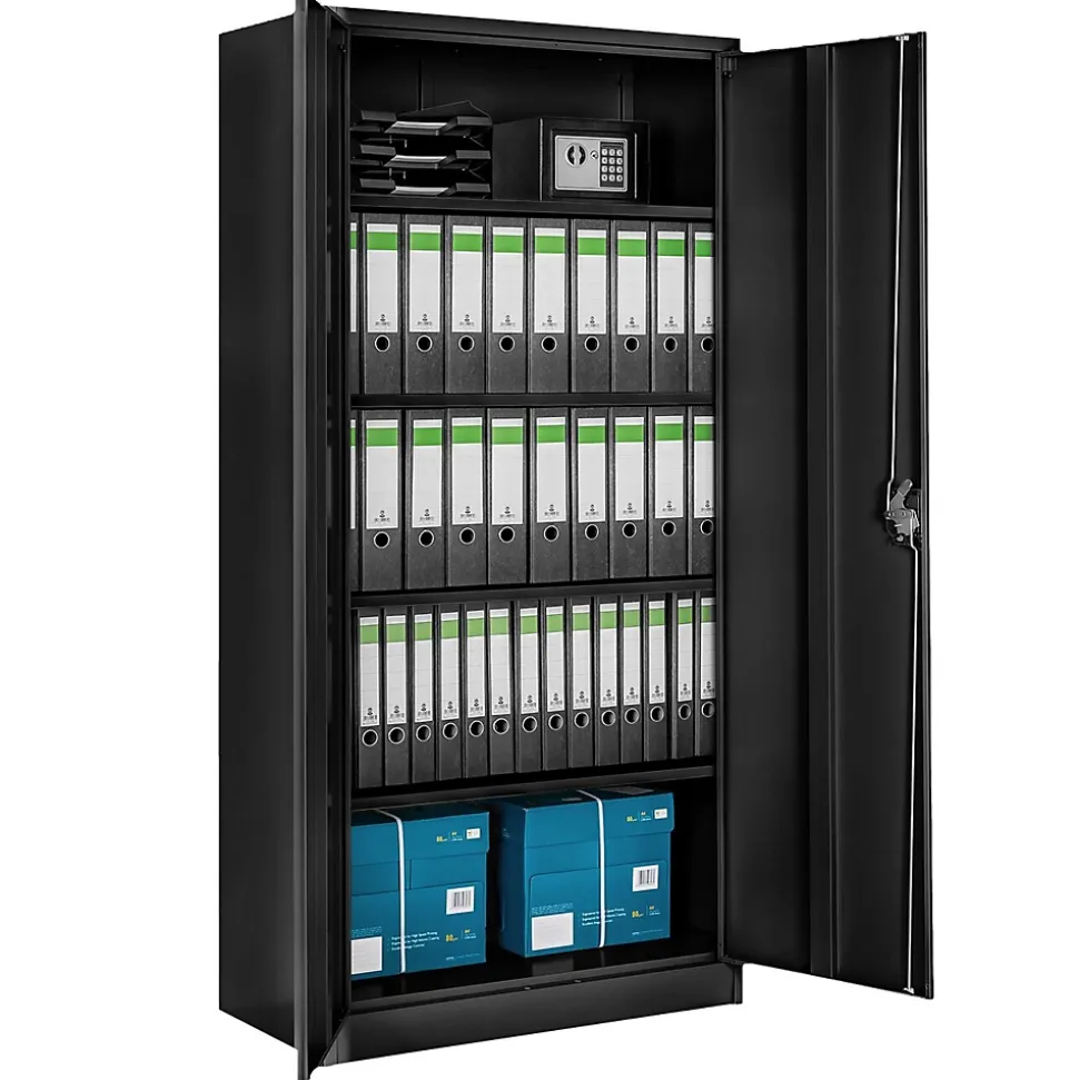 1 Armoire Métallique 4 Étagères Vérrouillable Noir
