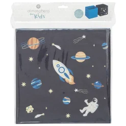 2 bacs rangements enfant Espace 29x29cm bleu - Atmosphera