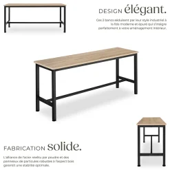 2 bancs Fairfield style industriel en Bois et acier