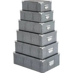 6 boîtes coin métal Croco gris - Gris- 5five