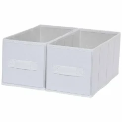 2 boîtes de rangement rectangulaires en textile Mixxit coloris blanc