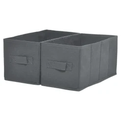 2 boîtes de rangement rectangulaires en textile Mixxit coloris gris foncé