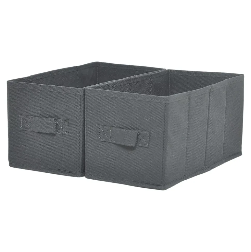 2 boîtes de rangement rectangulaires en textile Mixxit coloris gris foncé