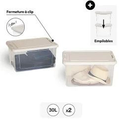 2 boîtes de rangement Tide'n'Box 30L - Transparent- 5five