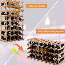 40 Bouteillles Etagere a Vin Casier a Bouteille Modulable Grande Capacite en Bois de Pin