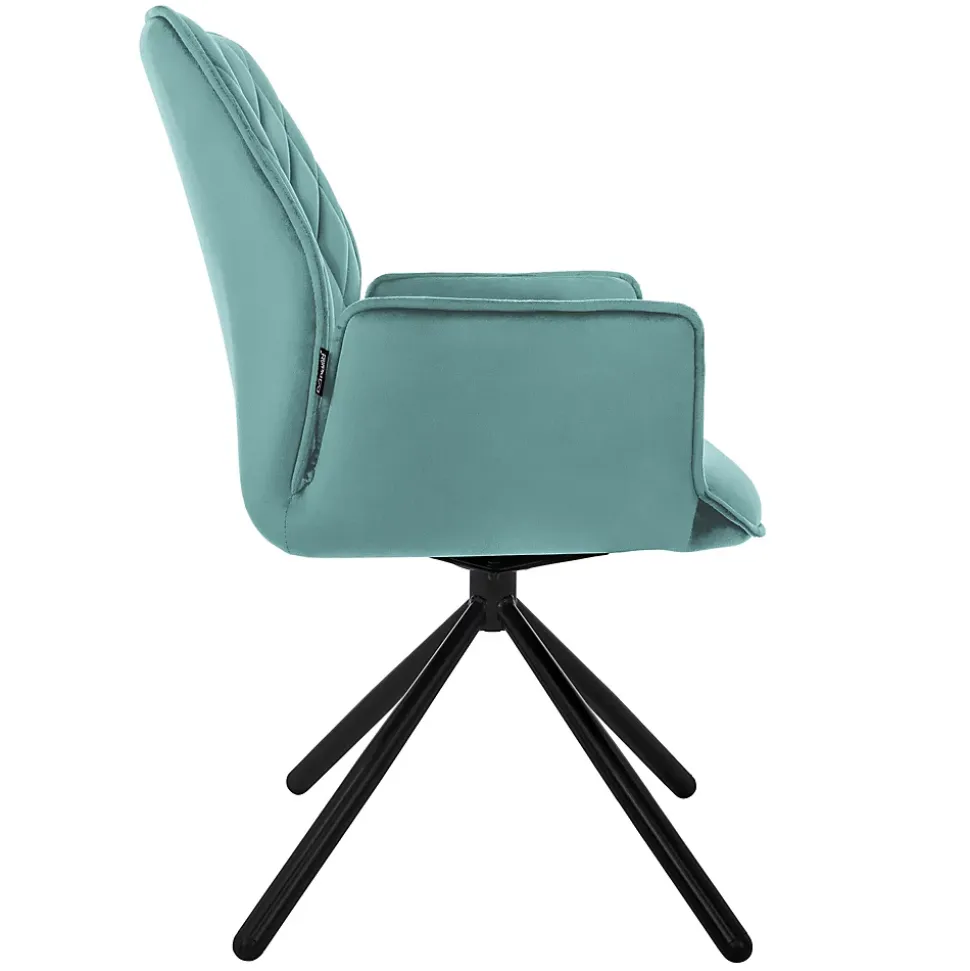 6 Chaises de bureau pivotante en velours siège ergonomique accoudoirs sauge