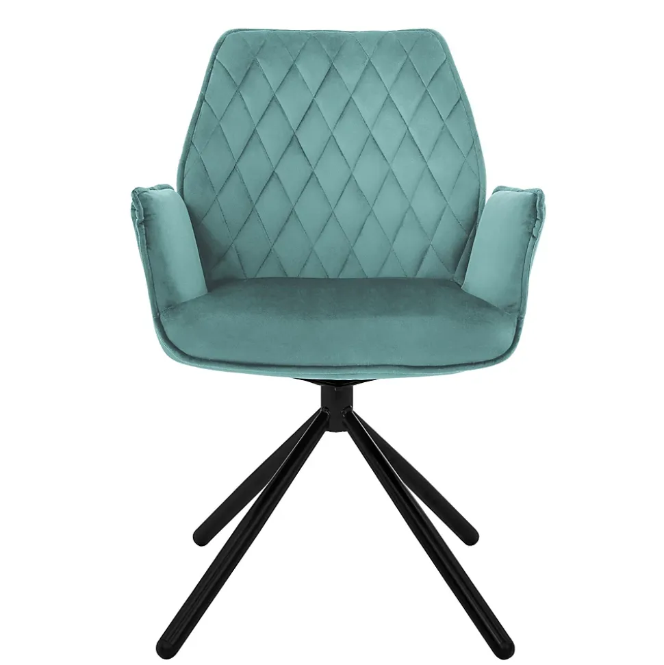 6 Chaises de bureau pivotante en velours siège ergonomique accoudoirs sauge