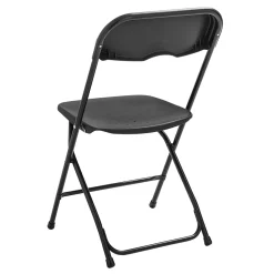 50 chaises pliantes noireset Chariot de transport Oviala