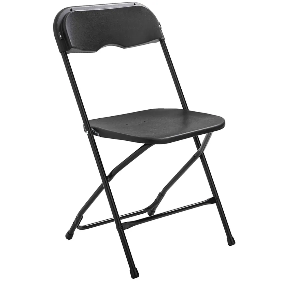 50 chaises pliantes noireset Chariot de transport Oviala