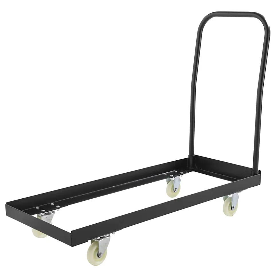 50 chaises pliantes noireset Chariot de transport Oviala