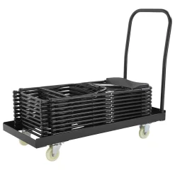 50 chaises pliantes noireset Chariot de transport Oviala
