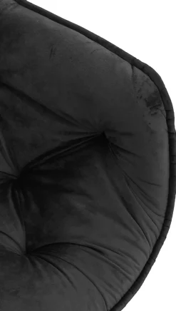 4 Chaises Velours Salle à Manger Tanna, Rétro avec Accoudoirs, Piètement Métal Noir, Boutons Décoratifs Chics Noir