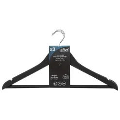 3 cintres en bois Noir Rubber - Blanc - 5five