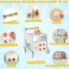 8 en 1 Trotteur Bébé en Bois, Chariot de Marche Bebe avec Accessoires Interactifs, Roues Antidérapantes, Vert
