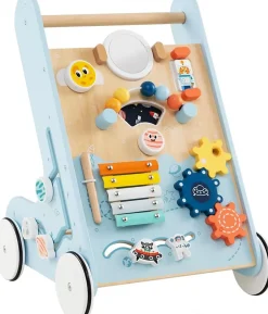 8 en 1 Trotteur Bébé Garçon Fille, Chariot de Marche Bebe Montessori avec Roues, Espace de Rangement, Bleu