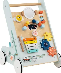 8 en 1 Trotteur Bébé Garçon Fille, Chariot de Marche Bebe Montessori avec Roues, Espace de Rangement, Bleu