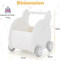 2 en 1 Trotteur Bébé Garçon Fille avec Coffre à Jouets, Chariot de Marche Bebe en HDPE, avec Espace de Rangement