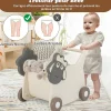 2 en 1 Trotteur Bebe Garcon Fille en Forme de Mouton, Chariot de Marche Bebe en HDPE avec Boîte à Jouets, pour 3+ Ans