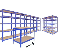 5 Etagères T-Rax 75cm, 2 Etagère T-Rax 90cm & 1 Etabli Q-Rax 120cm
