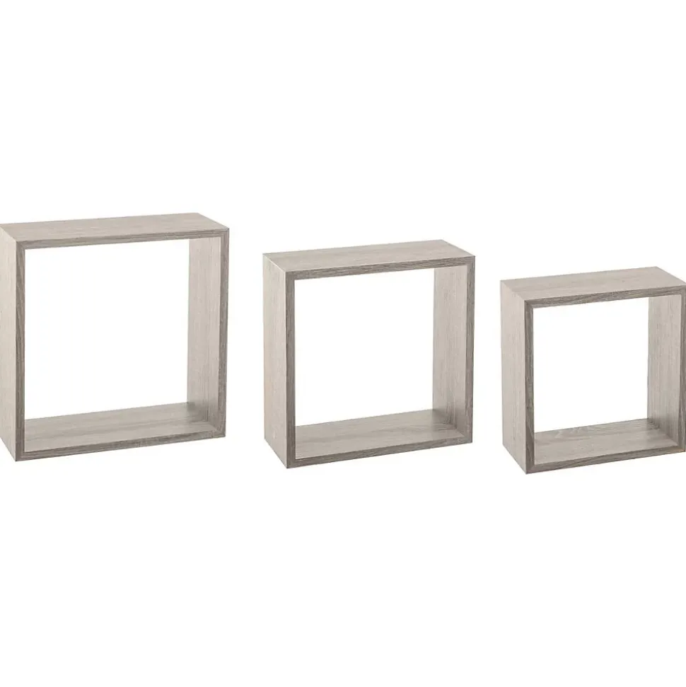 3 grandes étagères murales cube Effet chêne gris Fixy - 5Five