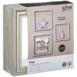 3 grandes étagères murales cube Effet chêne gris Fixy - 5Five