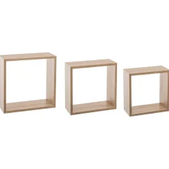 3 grandes étagères murales cube Effet chêne Fixy - 5Five