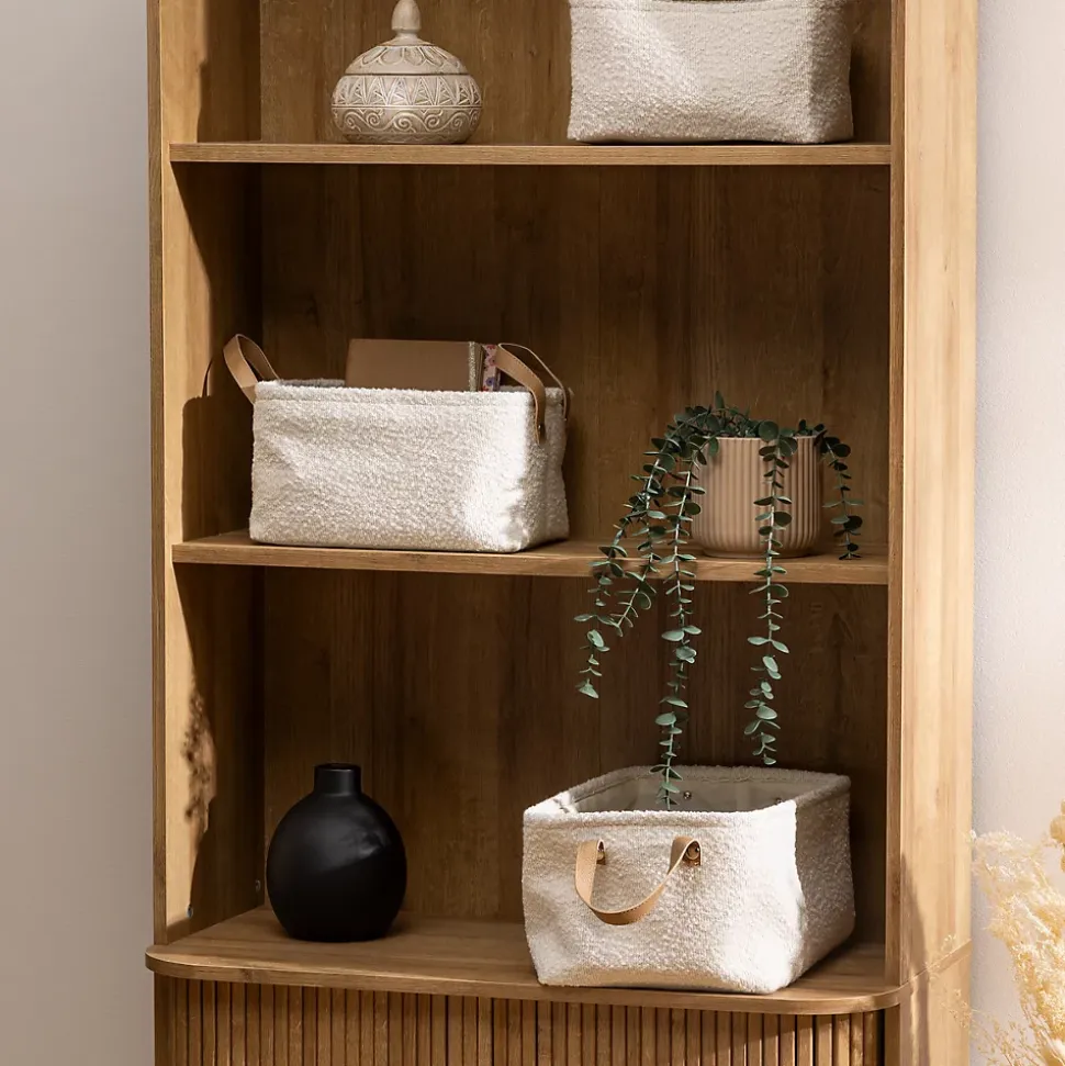 3 paniers Loe en tissu bouclette - Atmosphera