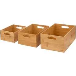 3 paniers rectangle en bambou Bambou - 5Five