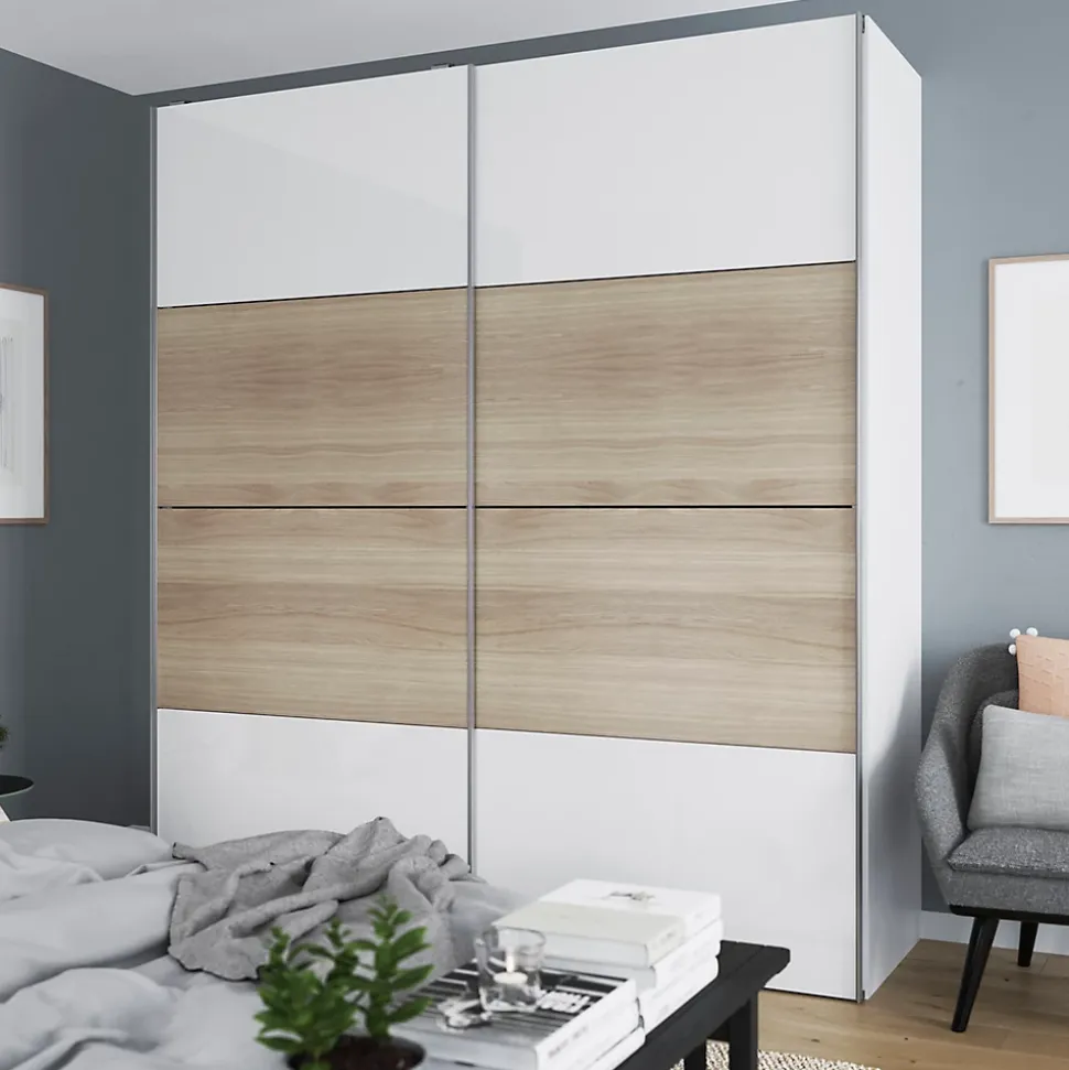 4 panneaux de portes coulissantes effet chêne GoodHome Atomia H. 56 x L. 98,7 cm