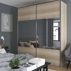 4 panneaux de portes coulissantes effet chêne GoodHome Atomia H. 56 x L. 98,7 cm