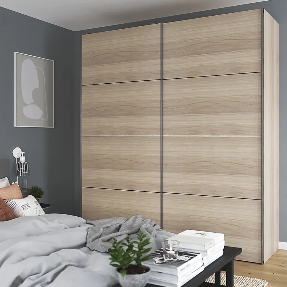 4 panneaux de portes coulissantes effet chêne GoodHome Atomia H. 56 x L. 98,7 cm