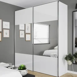 4 panneaux de portes coulissantes blancs brillants GoodHome Atomia H.56 x L. 98,7 cm