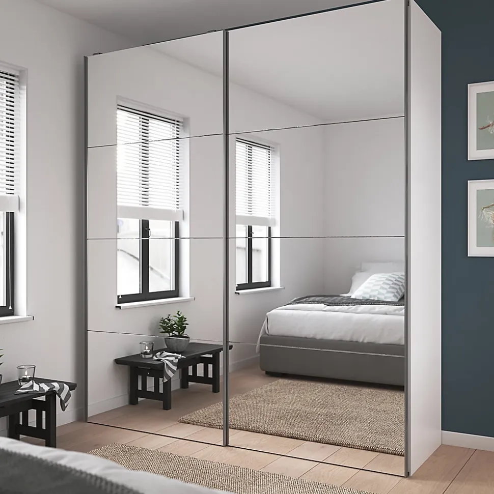 4 panneaux de portes coulissantes argent miroir GoodHome Atomia H. 56 x L. 73,7 cm
