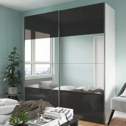4 panneaux de portes coulissantes anthracite brillant GoodHome Atomia H. 56 x L. 73,7 cm