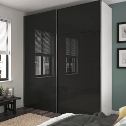 4 panneaux de portes coulissantes anthracite brillant GoodHome Atomia H. 56 x L. 73,7 cm