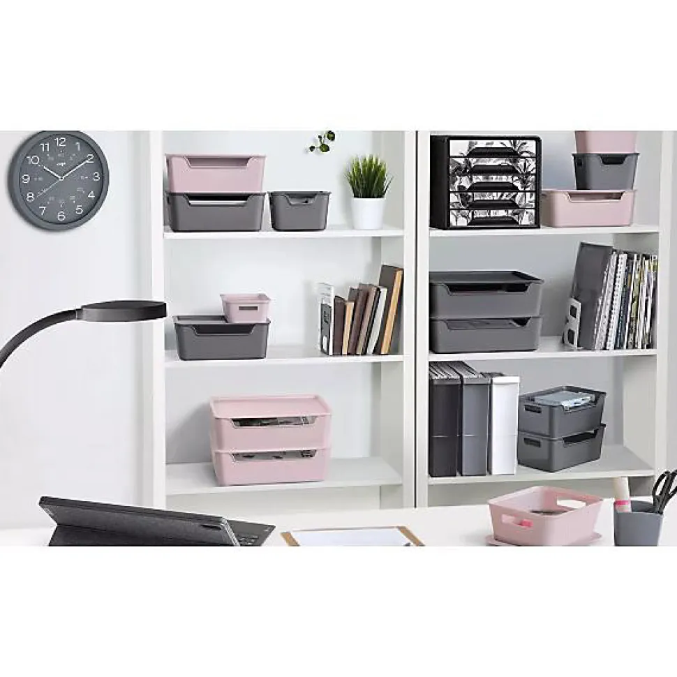6 Petit bacs de rangement avec couvercle 1,9 litre - Gris