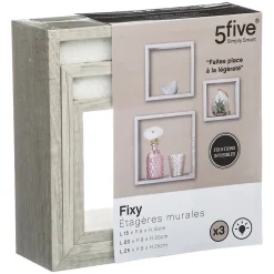 3 petites étagères murales cube Effet chêne gris Fixy - 5Five