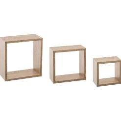 3 petites étagères murales cube Effet chêne Fixy - 5Five