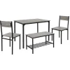 4 Pièces meubles salle à manger cuisine table chaises banc chêne-gris MDF/acier