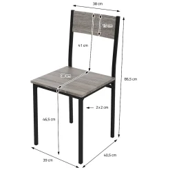 4 Pièces meubles salle à manger cuisine table chaises banc chêne-gris MDF/acier