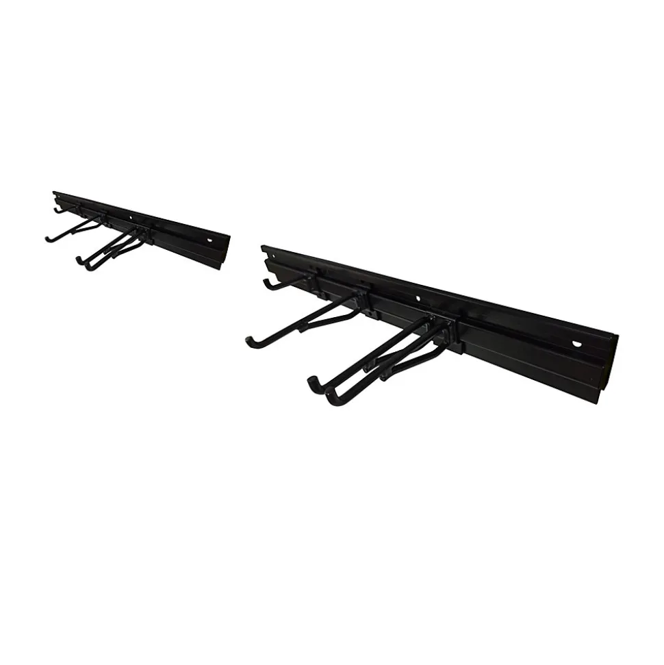 2 rails porte-outils à visser avec 6 crochets noir mat GoodHome Rand