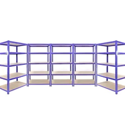 3 Rayonnages Q-Rax Bleus 90cm x 50cm x 182cm & 2 Rayonnages Q-Rax Bleus 120cm x 50cm x 182cm en Acier Sans Boulons