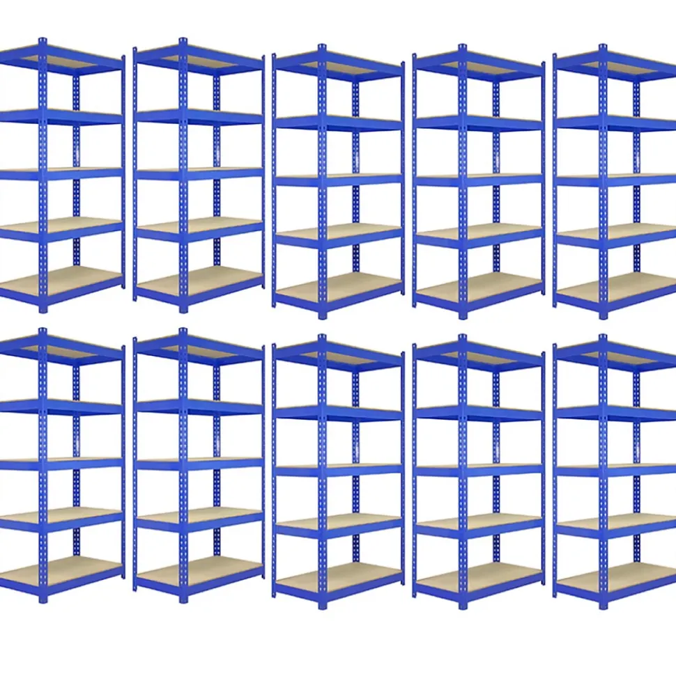 10 Rayonnages T-Rax Bleu en Métal 120 x 45 x 180 cm