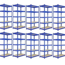10 Rayonnages T-Rax Bleu en Métal 120 x 45 x 180 cm