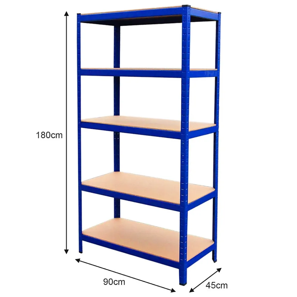 9 Rayonnages T-Rax en Acier Sans Boulons Bleus 90cm x 45cm x 180cm