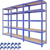 3 Rayonnages T-Rax en Acier Sans Boulons Bleus 90cm x 45cm x 180cm