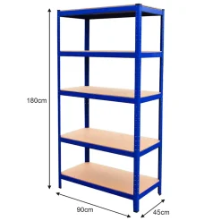 3 Rayonnages T-Rax en Acier Sans Boulons Bleus 90cm x 45cm x 180cm