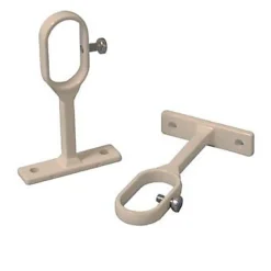 2 supports ovale aluminium blanc pour tringle de penderie 2 x 1,7 cm