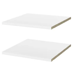 2 tablettes blanches pour caisson d'angle Atomia L. 41,2 x P. 43,2 x Ep. 1,8 cm