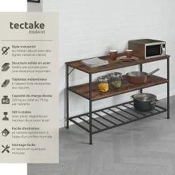 2 Étagères de cuisine Style industriel grillagées Bois foncé